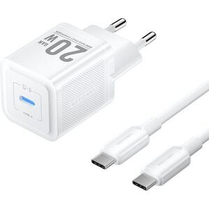 Vention 1-Port USB-C GaN Charger (20W) with USB-C to USB-C Cable (1M) EU-Plug White kép