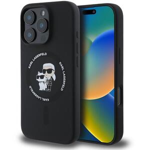 Karl Lagerfeld Liquid Silicone Karl and Choupette MagSafe iPhone 16 Pro Black tok kép