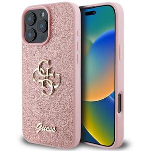 Guess PU Fixed Glitter 4G Metal Logo iPhone 16 Pro Max Pink tok kép
