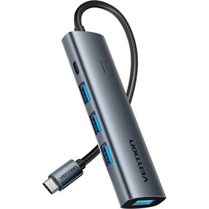 Vention USB-C to USB-C / 4x USB 3.0 Hub 0.15M Gray Aluminum Alloy Type kép