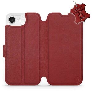 Mobiwear Apple iPhone 16e / 17e sötétpiros bőr flip tok kép