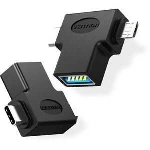 Vention OTG Adapter Black micro USB + USB-C to USB for Android kép