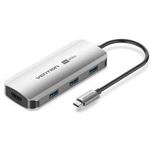 Vention 5-in-1 USB-C to HDMI / USB 3.0 ×3 / PD Docking Station 0, 15m Gray Aluminum Alloy Type kép