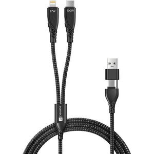 CONNECT IT Wirez 4in1 (USB-C, Lightning), fekete kép