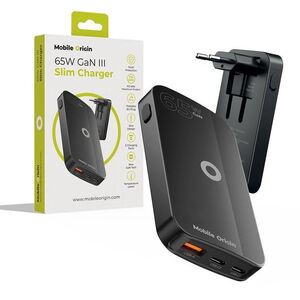 Mobile Origin 65W GaN III Slim Charger dual USB-C Single USB-A Black töltőfej kép