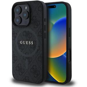 Guess PU Leather 4G Colored Ring MagSafe iPhone 16 Pro Max Black tok kép