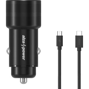 AlzaPower P520 USB + USB-C Power Delivery fekete + Core USB-C (M) 2.0 - Micro USB (M) 2A kép
