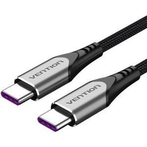 Vention Type-C (USB-C) 2.0 (M) to USB-C (M) 100W / 5A Cable 0.5m Gray Aluminum Alloy Type kép