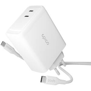 Epico 100W GaN hálózati töltő 2m USB-C kábellel - fehér kép