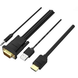 Vention HDMI to VGA Cable with Audio Output & USB Power Supply 2m Black kép