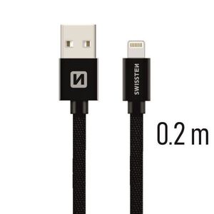 Swissten Lightning 0, 2m, fekete kép