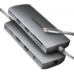 AXAGON HMC-8HLSA 9-in-1 Hub, USB-C 5Gbps, 3x USB-A, HDMI 4k/60Hz, RJ-45, SD/mSD, audio, PD 100W kép