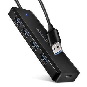 AXAGON HUE-C1A TRAVEL Hub, USB-A 5Gbps, 4x USB-A, USB-C power IN, cable 19cm kép