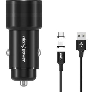 AlzaPower Car Charger P520 USB + USB-C + MagCore 2in1 USB-C + Micro USB, 5A, 1 m, fekete kép