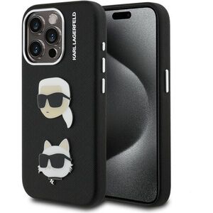 Karl Lagerfeld Grained PU K&CH Heads iPhone 15 Pro Max Black tok kép