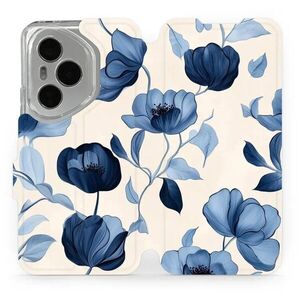 Mobiwear Flip Honor 400 Pro kék virágok tok kép