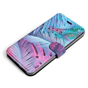 Mobiwear MG10S Vivo V21 5G flipes tok - lila és kék levelek kép