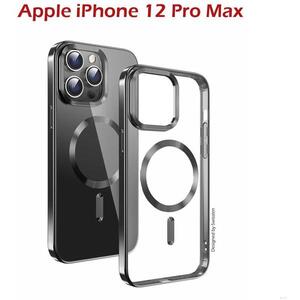 Swissten Clear Jelly MagStick Metallic iPhone 12 Pro Max fekete tok kép