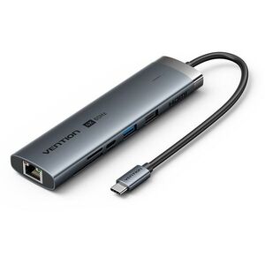 Vention 8-in-1 USB-C to HDMI / USB-C / USB 3.0 / USB 2.0 / RJ45 / SD/TF / PD Docking Station 0.15M G kép