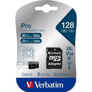 Verbatim MicroSDXC 128GB Pro + SD adapter kép