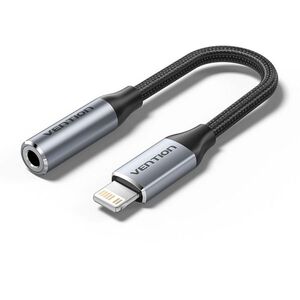Vention Cotton Braided Lightning Male to 3.5MM Earphone JackAda pter 0.1M Gray Aluminum Alloy Type kép