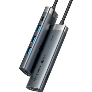 Vention 5-in-1 USB-C to HDMI / 3x USB 3.0 / USB-C / PD Docking Station 0.15M Gray Aluminum Alloy Typ kép