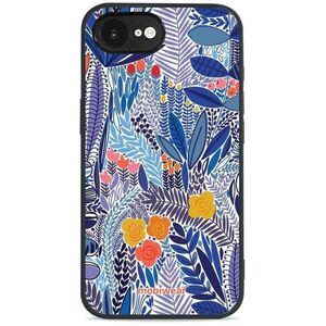 Mobiwear Glossy Apple iPhone 16e / 17e fényes tok - kék virágos kép
