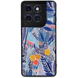 Mobiwear Glossy Motorola Edge 60 Pro kék virágok fényes tok kép