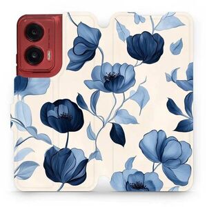 Mobiwear Motorola Moto G35 flip tok - kék virágos kép