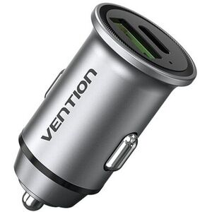 Vention Two-Port USB A+C (18 W/20 W) Car Charger Gray Mini Style Aluminium Alloy Type kép