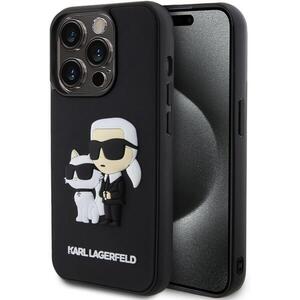 Karl Lagerfeld 3D Rubber Karl and Choupette iPhone 15 Pro fekete tok kép