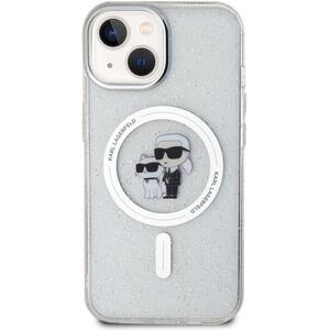 Karl Lagerfeld IML Glitter Karl and Choupette iPhone 15 MagSafe átlátszó tok kép