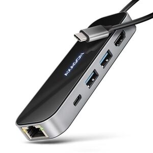 AXAGON HMC-6GLN GLASS 6-in-1 Hub, USB-C 5Gbps, 2x USB-A, USB-C, HDMI 4k/60Hz, RJ-45, PD 100 W kép