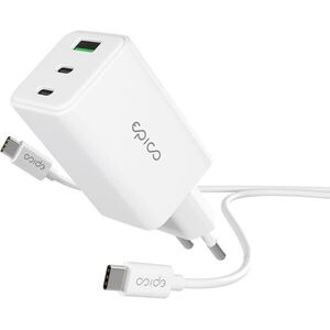 Epico UltraBoost EA40 65 W GaN töltőfej, 1, 2 m USB-C to USB-C kábel - fehér kép