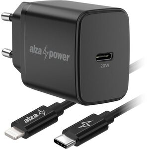 AlzaPower Compact A520 20W Fekete + Core Lightning MFi 1m - fekete kép