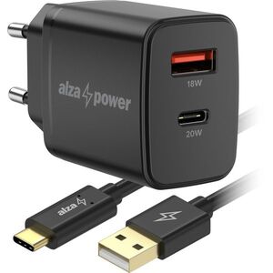AlzaPower Compact A530 20W Fekete + Core USB-C 2.0 1m - fekete kép