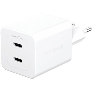 PanzerGlass Empower Turbo GaN 45 W 2× USB-C töltőfej, fehér kép