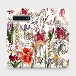 Mobiwear Samsung Galaxy S10 flip tok - MP01S, virágos rét kép