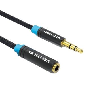 Vention Cotton Braided 3, 5mm Jack Audio Extension Cable 3m Black Metal Type kép