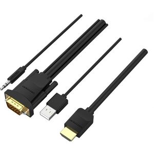 Vention HDMI to VGA Cable with Audio Output & USB Power Supply 1m Black kép