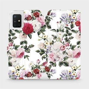 Mobiwear MD01S Samsung Galaxy A51 flipes tok - rózsák fehér alapon kép