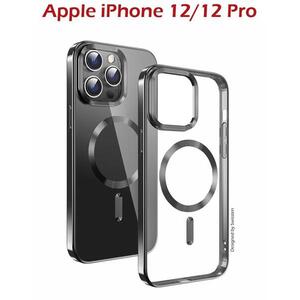 Swissten Clear Jelly MagStick Metallic iPhone 12/12 Pro fekete tok kép