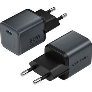 Vention 1-Port USB-C GaN Charger (20W) EU-Plug Gray kép