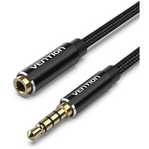 Vention Cotton Braided, TRRS, 3.5 mm, M to 3.5 mm F, Audio Extension, 1 m, Alu. Alloy Type, fekete kép