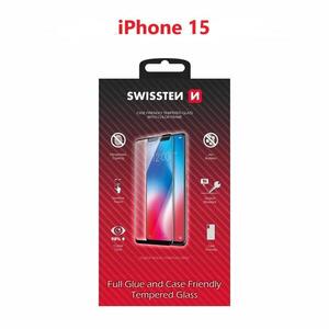 Swissten Full Glue Apple iPhone 15 3D üvegfólia - fekete kép