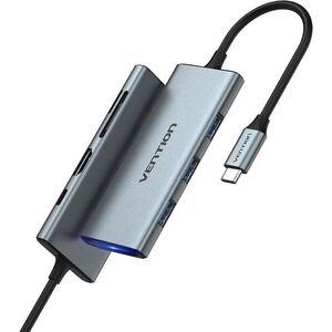 Vention 7-in-1 USB-C to HDMI/USB 3.0× 3 / SD / TF / PD Docking Station 0, 15m Gray Aluminum Alloy Typ kép