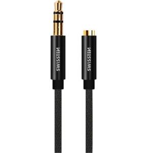 Swissten Textile 3, 5 mm jack (male) / 3, 5 mm jack (male), 1, 5 m, fekete kép