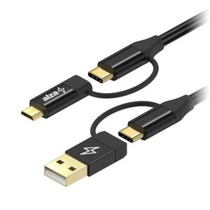 AlzaPower MultiCore 4in1 USB 60W 480Mbps 1m fekete kép