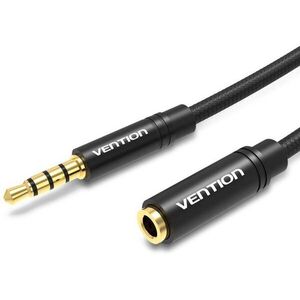 Vention Cotton Braided 3.5mm Audio Extension Cable 5M Black Metal Type kép