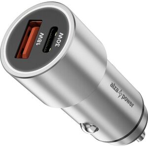 AlzaPower Car Charger X525 USB-A + USB-C Power Delivery 30W - ezüst kép